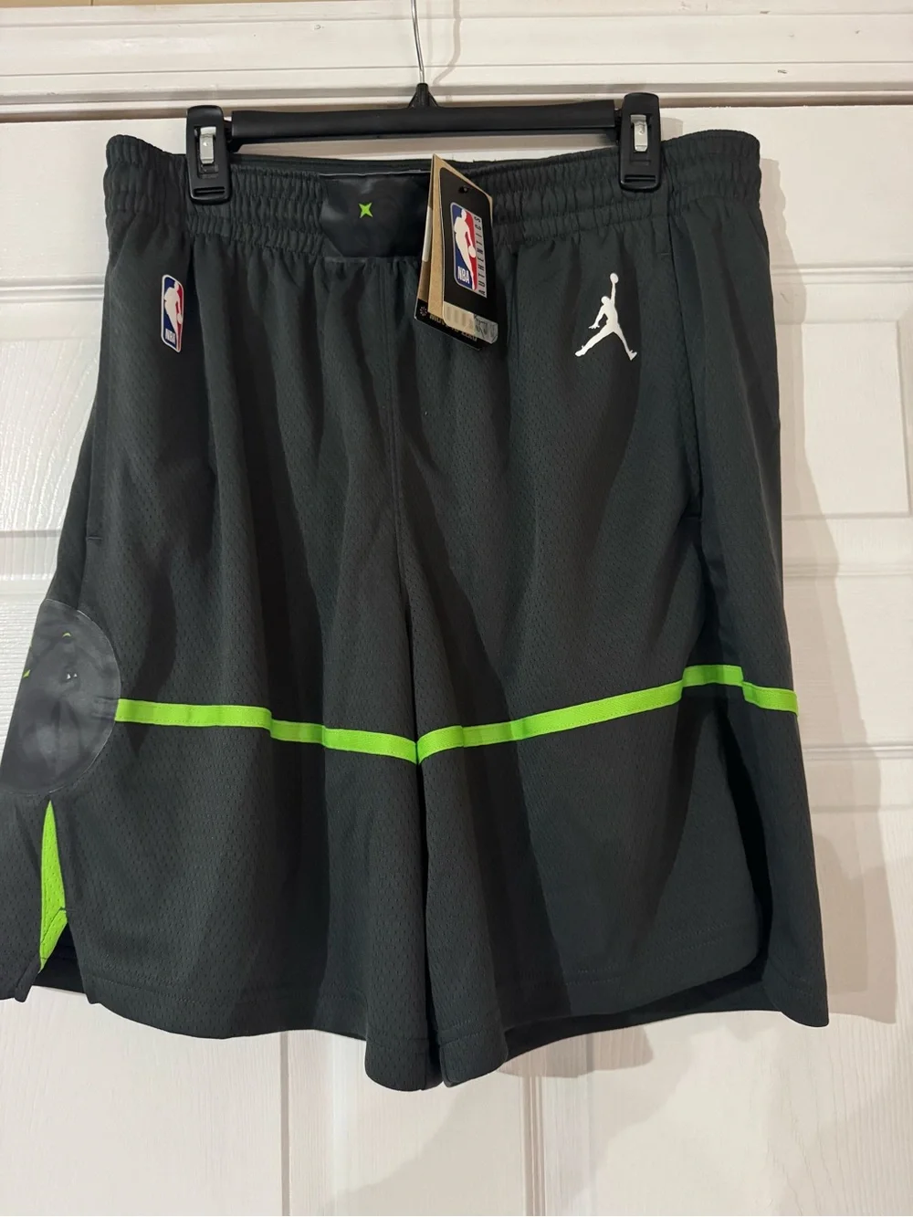 Jordan Men’s Black Athletic Shorts with Neon Green Stripe